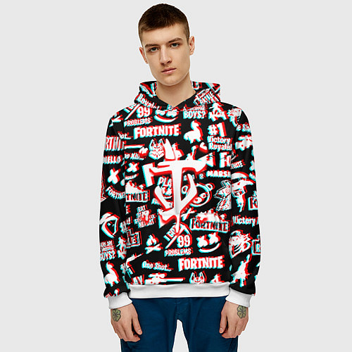 Мужская толстовка Doom x fortnite glitch / 3D-Белый – фото 3