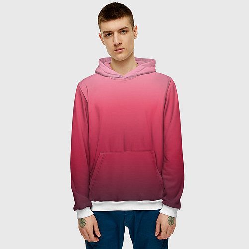 Мужская толстовка Градиент гранатовый / 3D-Белый – фото 3