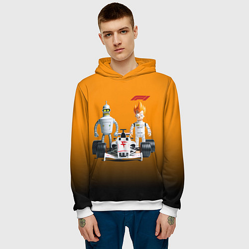 Мужская толстовка Механик Бендер и пилот формулы 1 Фрай / 3D-Белый – фото 3