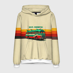 Толстовка-худи мужская Ретро автобус ЗИЛ поп-арт, цвет: 3D-белый