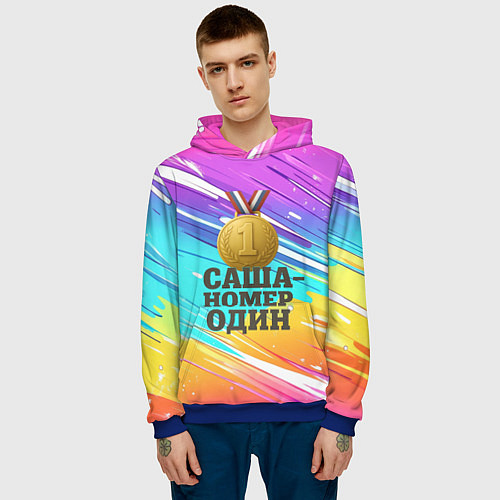 Мужская толстовка Медаль Саша номер один / 3D-Синий – фото 3