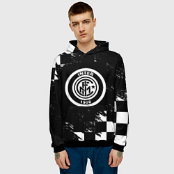 Толстовка-худи мужская Inter клетка краски, цвет: 3D-черный — фото 2