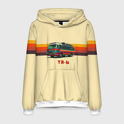 Толстовка-худи мужская Ретро автобус ТА-6 поп-арт, цвет: 3D-белый