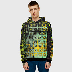 Толстовка-худи мужская Абстрактная зелено-черная текстура, цвет: 3D-черный — фото 2