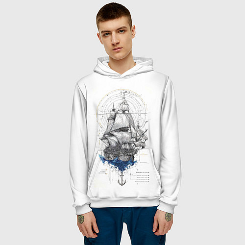 Мужская толстовка Корабль - иллюстрация / 3D-Белый – фото 3