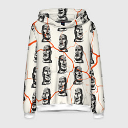 Толстовка-худи мужская Статуи моаи, цвет: 3D-белый
