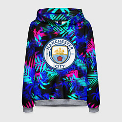 Толстовка-худи мужская Манчестер сити неоновые тропики, цвет: 3D-меланж