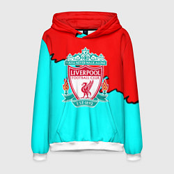 Толстовка-худи мужская Liverpool краски текстура штрихи, цвет: 3D-белый