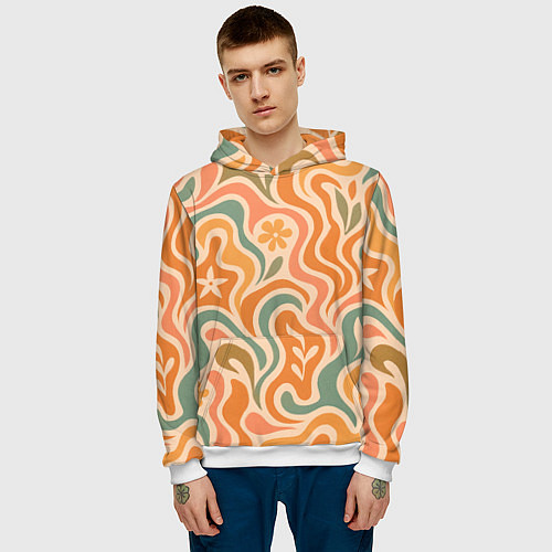 Мужская толстовка Цветочная волна / 3D-Белый – фото 3