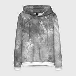 Толстовка-худи мужская Абстракция - splash of grey and white paint, цвет: 3D-белый