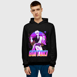 Толстовка-худи мужская Гинтама ретро, цвет: 3D-черный — фото 2