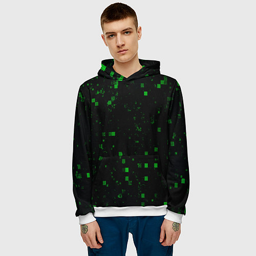 Мужская толстовка Color green khaki / 3D-Белый – фото 3