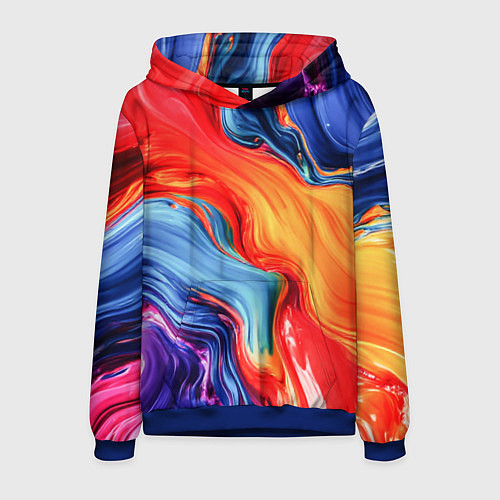Мужская толстовка Красно-синие масляные краски смешение абстракция / 3D-Синий – фото 1