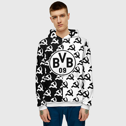 Мужская толстовка Borussia паттерн ссср / 3D-Белый – фото 3