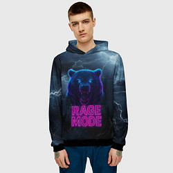 Толстовка-худи мужская Rage mode злой медведь, цвет: 3D-черный — фото 2