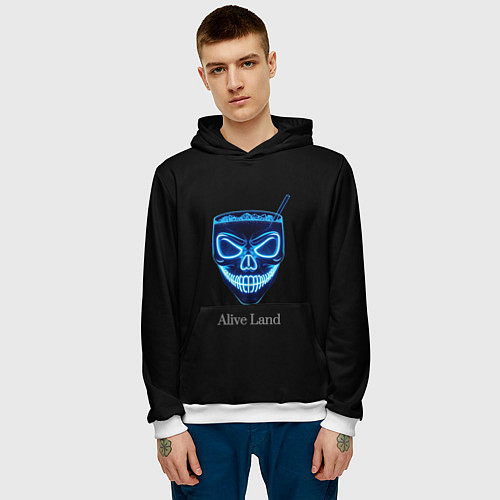 Мужская толстовка Neon skull cocktail / 3D-Белый – фото 3