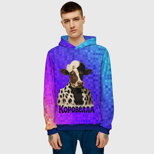 Мужская толстовка Коровелла корова модница / 3D-Синий – фото 3