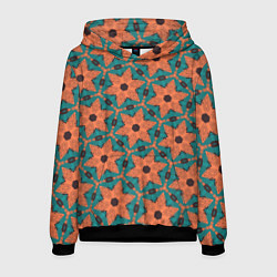 Толстовка-худи мужская Оранжевые звезды, цвет: 3D-черный