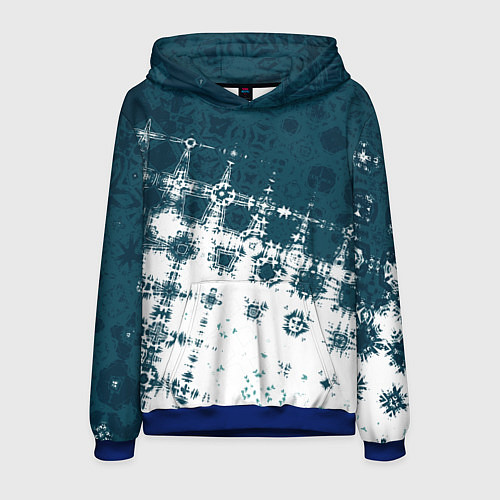 Мужская толстовка Узорчатая текстура сине-белая / 3D-Синий – фото 1