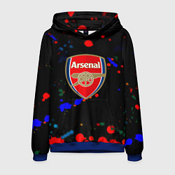 Толстовка-худи мужская Arsenal неоновые брызги красок, цвет: 3D-синий