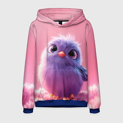 Толстовка-худи мужская Милая фиолетовая птичка, цвет: 3D-синий