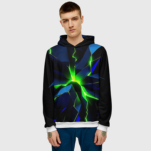 Мужская толстовка Neon green glow / 3D-Белый – фото 3