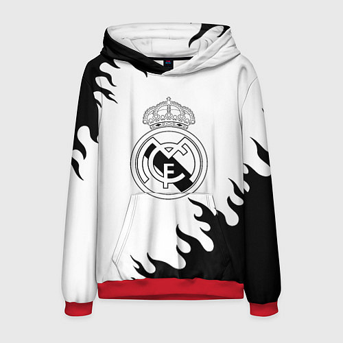 Мужская толстовка Реал Мадрид черный огонь / 3D-Красный – фото 1