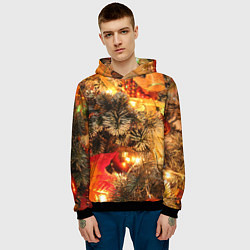 Толстовка-худи мужская Атмосфера Рождества, цвет: 3D-черный — фото 2