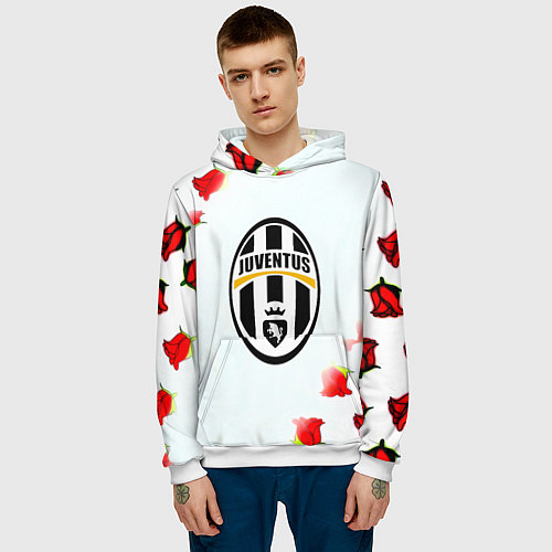 Мужская толстовка Ювентус розы / 3D-Белый – фото 3