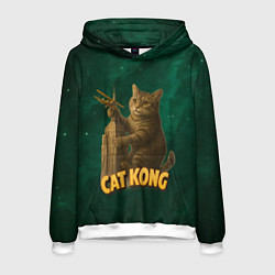 Толстовка-худи мужская Cat Cong пародия на Кинг Конг, цвет: 3D-белый