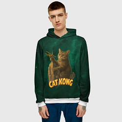 Толстовка-худи мужская Cat Cong пародия на Кинг Конг, цвет: 3D-белый — фото 2