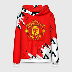 Толстовка-худи мужская Манчестер Юнайтед символы краски, цвет: 3D-белый