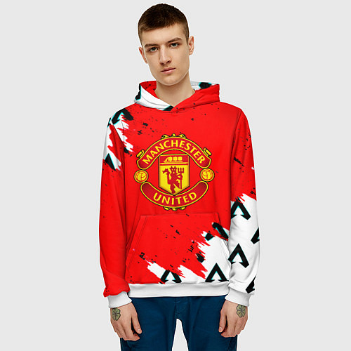 Мужская толстовка Манчестер Юнайтед символы краски / 3D-Белый – фото 3
