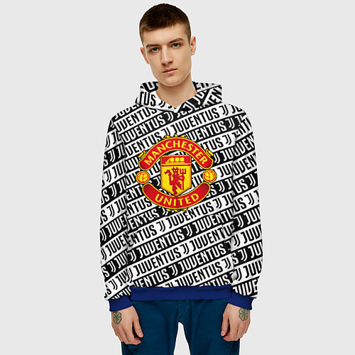 Мужская толстовка Манчестер Юнайтед x ювентус паттерн / 3D-Синий – фото 3