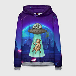 Толстовка-худи мужская Инопланетяне похищают корову, цвет: 3D-меланж