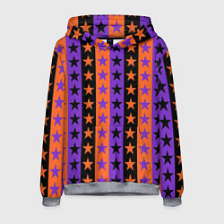Толстовка-худи мужская Звёзды Хэллоуина паттерн полосатый, цвет: 3D-меланж