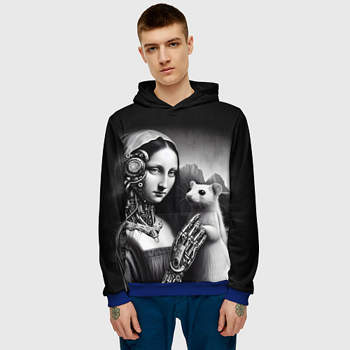 Мужская толстовка Cecilia Gallerani - the lady with the ermine cyber / 3D-Синий – фото 3