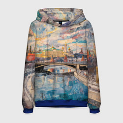 Толстовка-худи мужская Зимняя Москва с абстрактным небом, цвет: 3D-синий