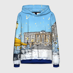 Толстовка-худи мужская Новогодний день в Москве, цвет: 3D-синий