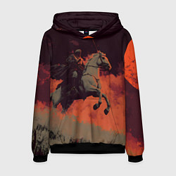 Толстовка-худи мужская Всадник на лошади, цвет: 3D-черный