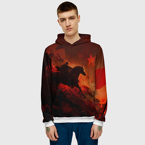 Мужская толстовка Всадник и красная звезда / 3D-Белый – фото 3