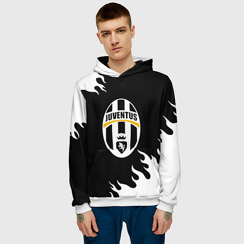 Мужская толстовка Juventus белый огонь текстура / 3D-Белый – фото 3