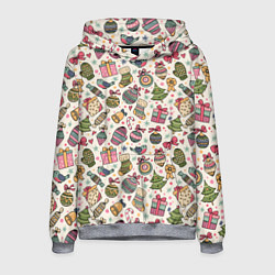 Толстовка-худи мужская Новогодний паттерн, цвет: 3D-меланж