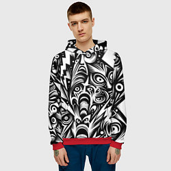 Толстовка-худи мужская Lightnings and faces - ai art fantasy, цвет: 3D-красный — фото 2