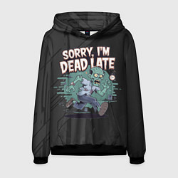 Толстовка-худи мужская Зомби опаздывает, цвет: 3D-черный