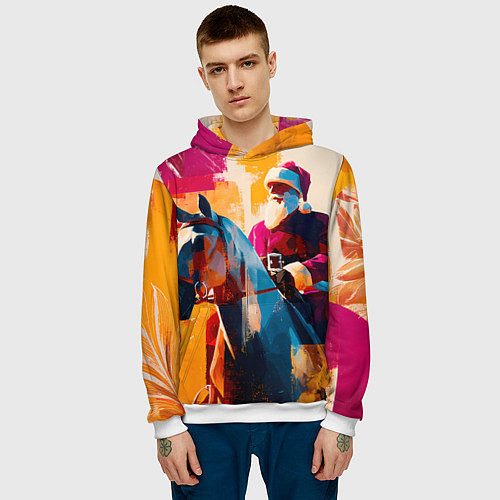 Мужская толстовка Дед Мороз на коне / 3D-Белый – фото 3