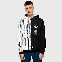 Толстовка-худи мужская Tottenham Hotspur белые краски, цвет: 3D-черный — фото 2