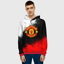 Толстовка-худи мужская Манчестер Юнайтед краски всплеск, цвет: 3D-красный — фото 2