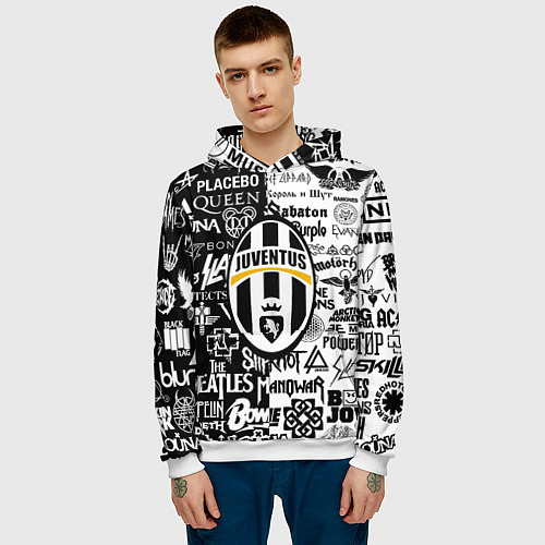 Мужская толстовка Juventus рок музыка / 3D-Белый – фото 3