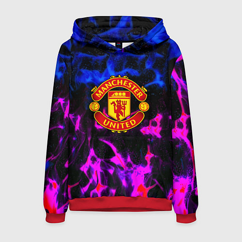 Мужская толстовка Манчестер Юнайтед огонь неон / 3D-Красный – фото 1